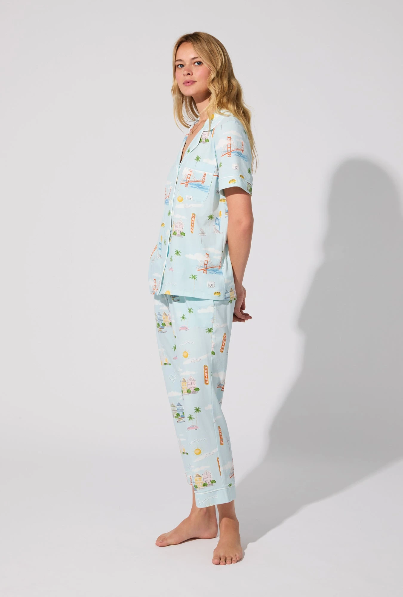 City By The Bay Short Sleeve Classic Stretch Jersey Cropped PJ Set 3 City By The Bay Short Sleeve Classic Stretch Jersey Cropped PJ Set - Image 3