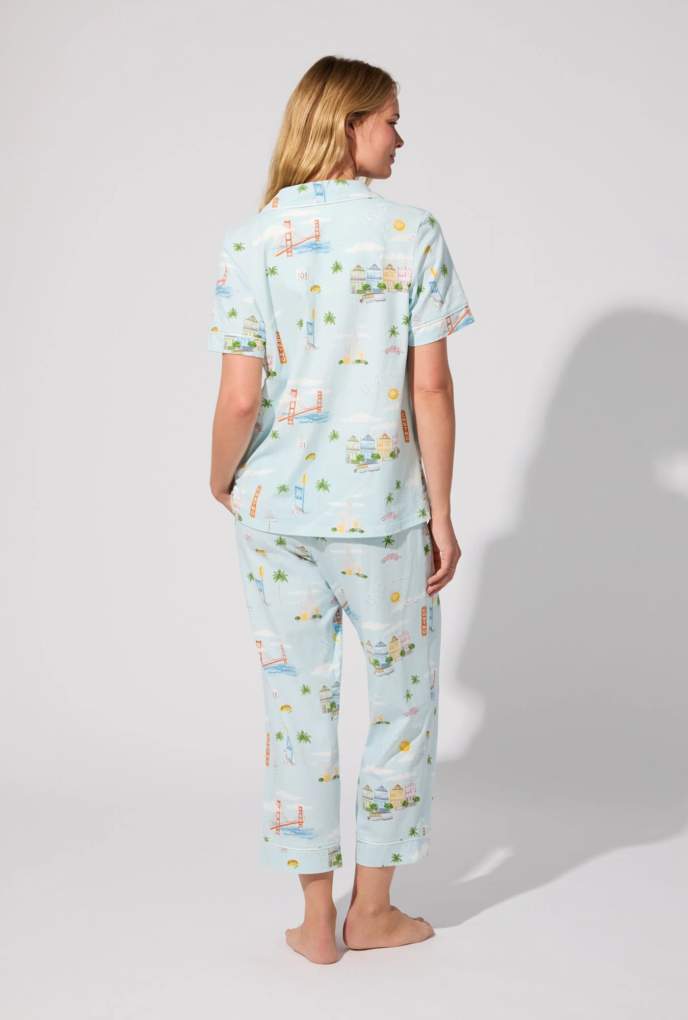 City By The Bay Short Sleeve Classic Stretch Jersey Cropped PJ Set 4 City By The Bay Short Sleeve Classic Stretch Jersey Cropped PJ Set - Image 4