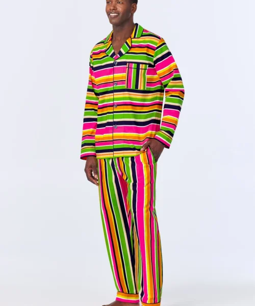 BedHead X Mr. Turk Poolside Stripe Men's Long Sleeve Classic Woven Cotton Poplin PJ Set -Bedheadpjs Pajama Shop 01 BHM290106 1261B POOLSIDE STRIPE 2