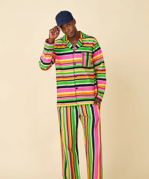 BedHead X Mr. Turk Poolside Stripe Men's Long Sleeve Classic Woven Cotton Poplin PJ Set