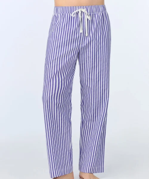 Navy 3D Stripe Men's Woven Cotton Sateen PJ Pant