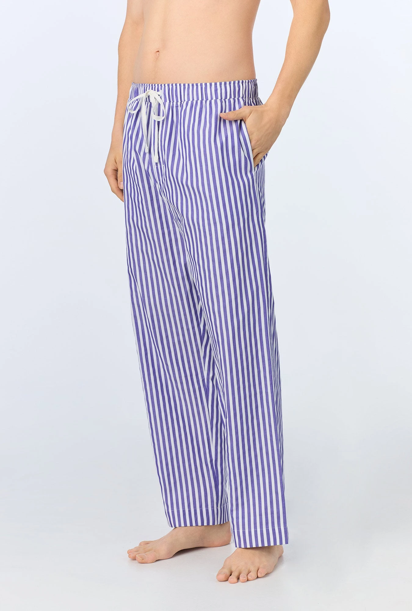 Navy 3D Stripe Men's Woven Cotton Sateen PJ Pant 2 Navy 3D Stripe Men's Woven Cotton Sateen PJ Pant - Image 2