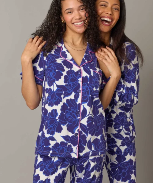 Isabella Flora Short Sleeve Classic Stretch Jersey Cropped PJ Set