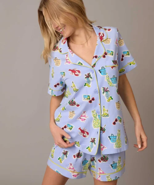 Island Life Short Sleeve Classic Shorty Stretch Jersey PJ Set