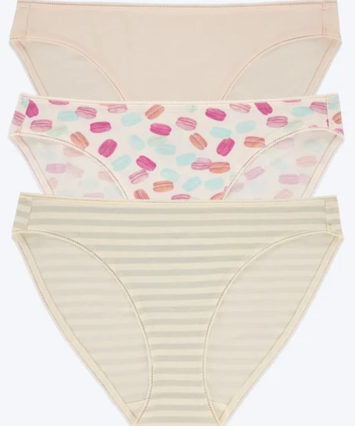 Stretch Jersey Bikini Underwear 3 Pack-Marshmallow Treat YourselfMini Stripe