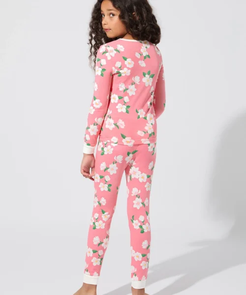 Pink Magnolias Long Sleeve Stretch Jersey Kids PJ Set -Bedheadpjs Pajama Shop 02 BHK280115 1295B PINK MAGNOLIAS 3