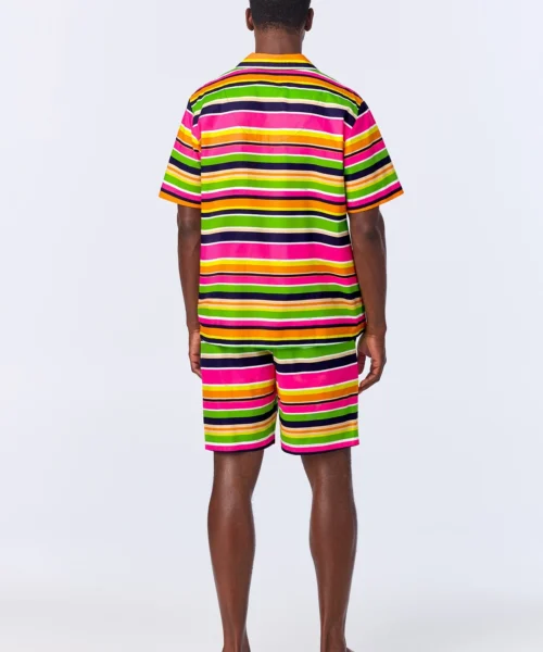 BedHead X Mr. Turk Poolside Stripe Men's Sleeve Notch Woven Cotton Poplin Boxer PJ Set -Bedheadpjs Pajama Shop 02 BHM400106 1261B POOLSIDE STRIPE 097 BACK