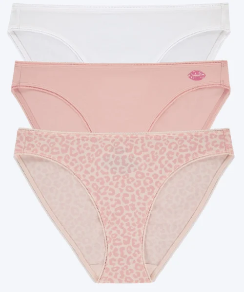 Stretch Jersey Bikini Underwear 3 Pack-White Blush Animal Instinct