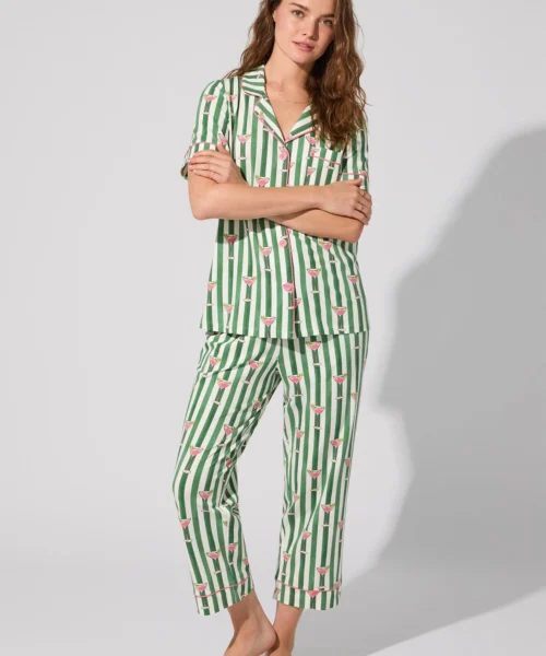 Martini O'Clock Short Sleeve Classic Stretch Jersey Cropped PJ Set