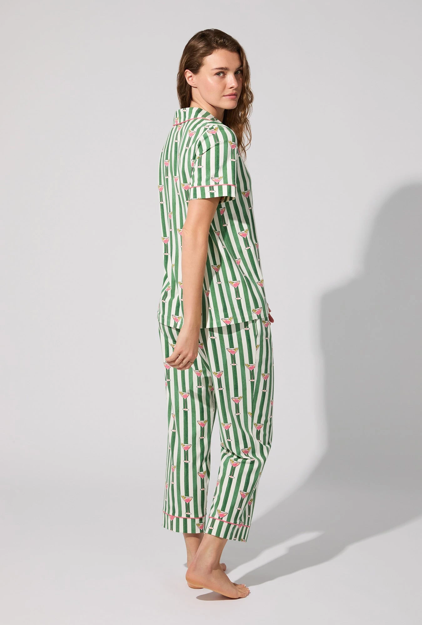 Martini O'Clock Short Sleeve Classic Stretch Jersey Cropped PJ Set 3 Martini O'Clock Short Sleeve Classic Stretch Jersey Cropped PJ Set - Image 3