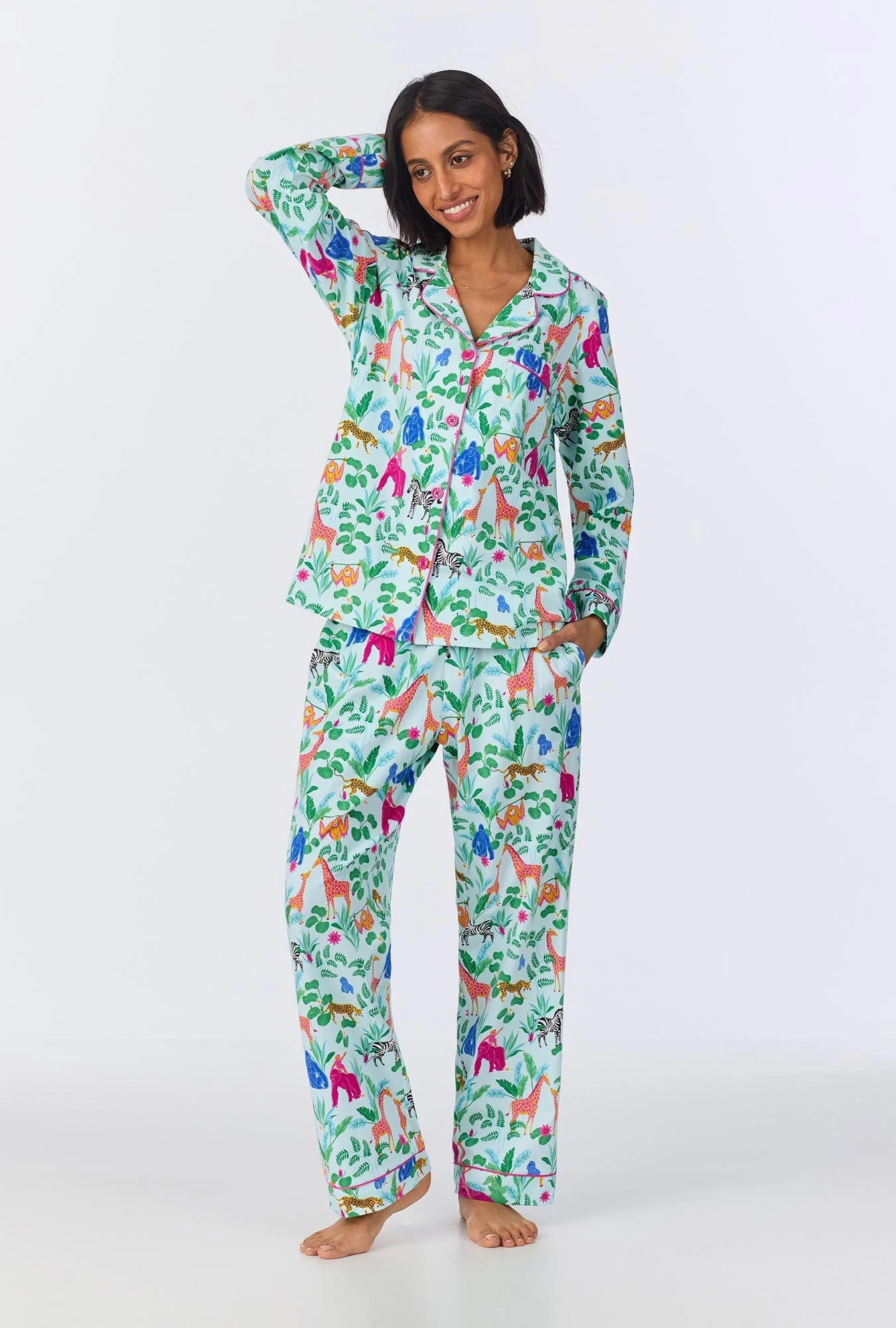 Bedhead X Bronwyn Newport Jungle Boogie Long Sleeve Classic Stretch Jersey PJ Set 1 Bedhead X Bronwyn Newport Jungle Boogie Long Sleeve Classic Stretch Jersey PJ Set