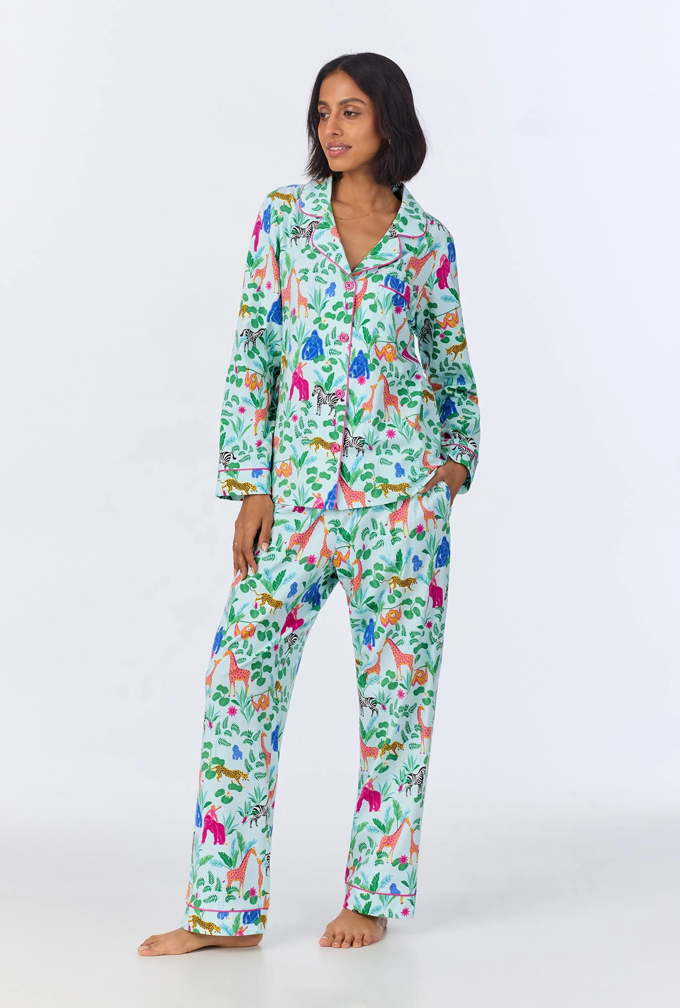 Bedhead X Bronwyn Newport Jungle Boogie Long Sleeve Classic Stretch Jersey PJ Set 2 Bedhead X Bronwyn Newport Jungle Boogie Long Sleeve Classic Stretch Jersey PJ Set - Image 2