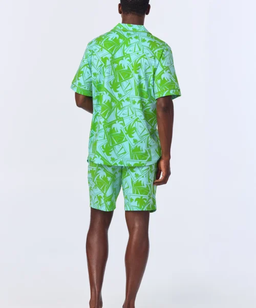 BedHead X Mr. Turk Blue Tennis Court Men's Short Sleeve Notch Stretch Jersey Short PJ Set -Bedheadpjs Pajama Shop 03 BHM240108 1277B BLUE TENNIS COURT 3