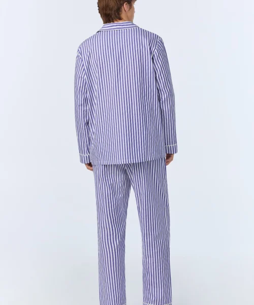 Navy 3D Stripe Men's Long Sleeve Notch Woven Cotton Sateen Long PJ Set 7 Navy 3D Stripe Men's Long Sleeve Notch Woven Cotton Sateen Long PJ Set -Bedheadpjs Pajama Shop 03 BHM290101 1240B NAVY 3D STRIPE 297 3
