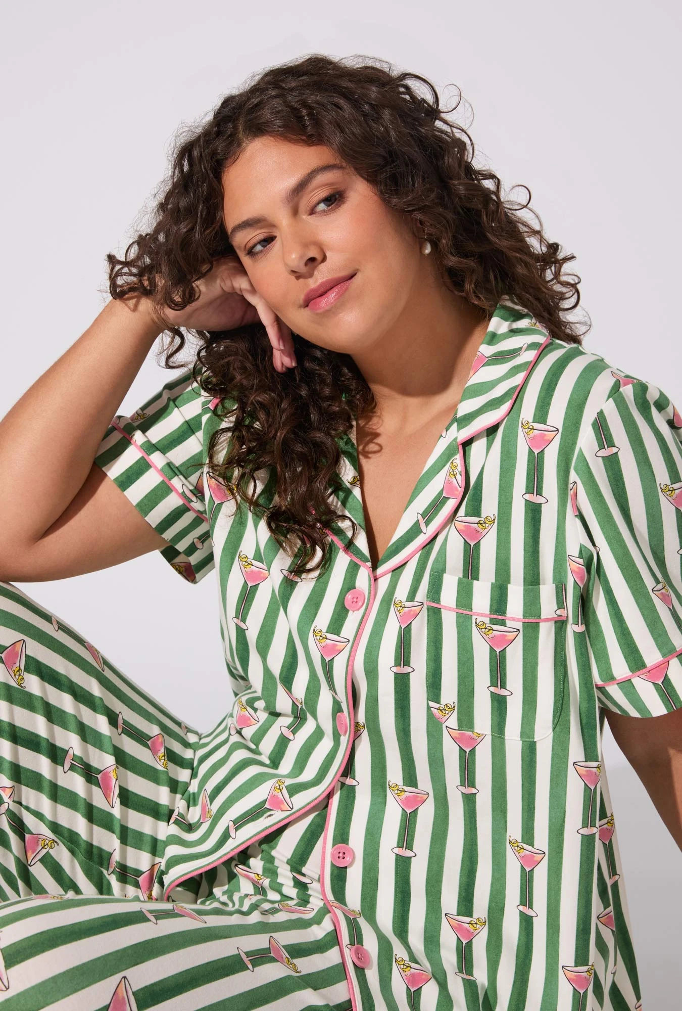 Martini O'Clock Short Sleeve Classic Stretch Jersey Cropped PJ Set 6 Martini O'Clock Short Sleeve Classic Stretch Jersey Cropped PJ Set - Image 6