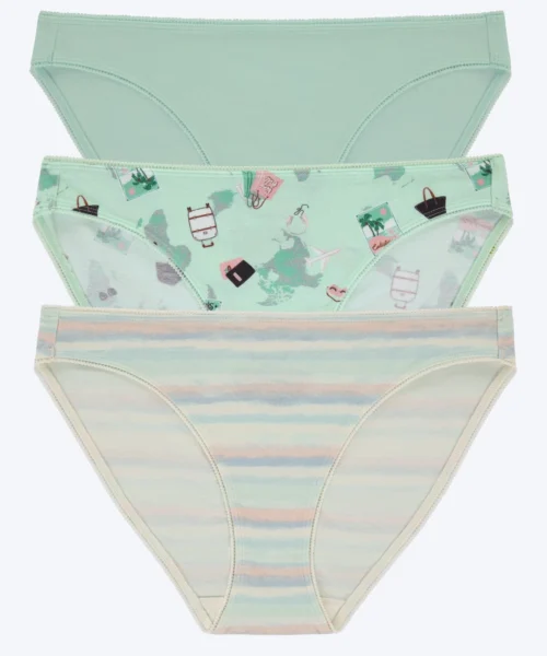 Stretch Jersey Bikini Underwear 3 Pack-Soothing Sea Pack Your Bags Rainbow Stripe