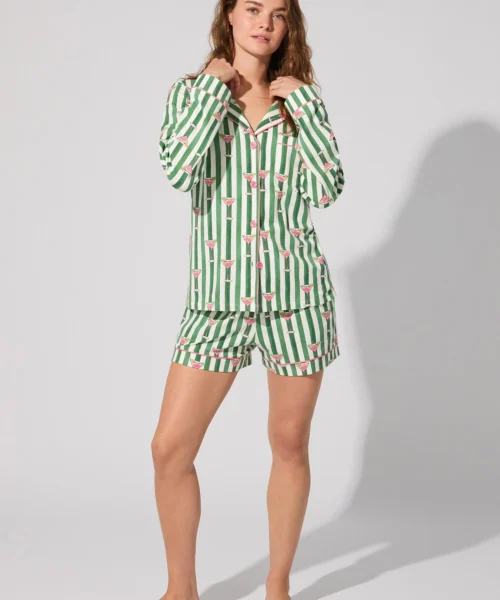 Martini O'Clock Long Sleeve Classic Stretch Jersey Short PJ Set