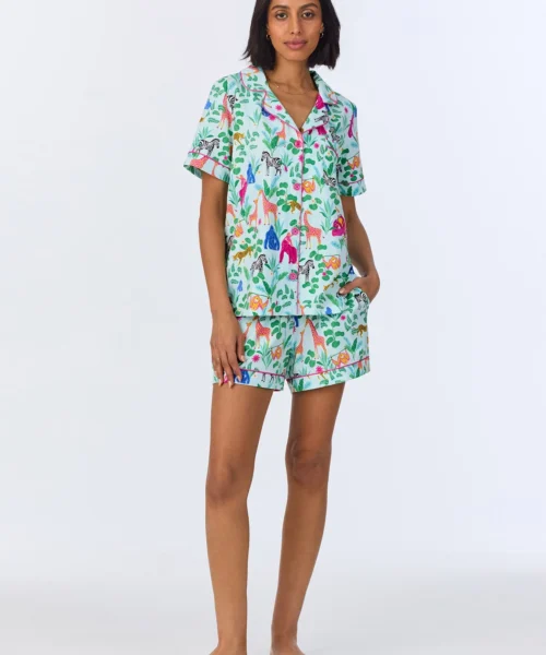 Bedhead X Bronwyn Newport Jungle Boogie Short Sleeve Classic Shorty Stretch Jersey PJ Set