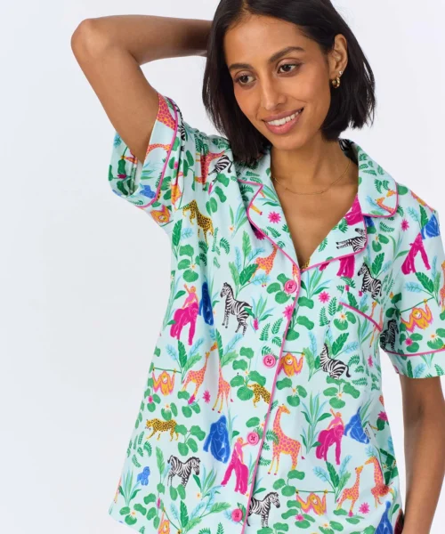 Bedhead X Bronwyn Newport Jungle Boogie Short Sleeve Classic Shorty Stretch Jersey PJ Set -Bedheadpjs Pajama Shop 04 BH240150 1352B ADDOS BIRTHDAY BASH 150