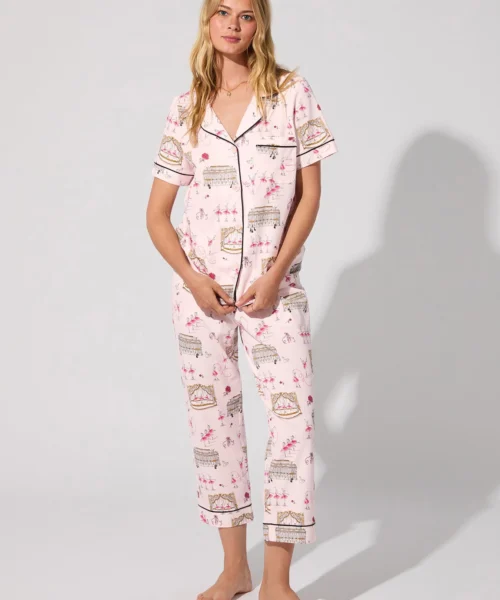 Swan Lake Short Sleeve Classic Stretch Jersey Cropped PJ Set