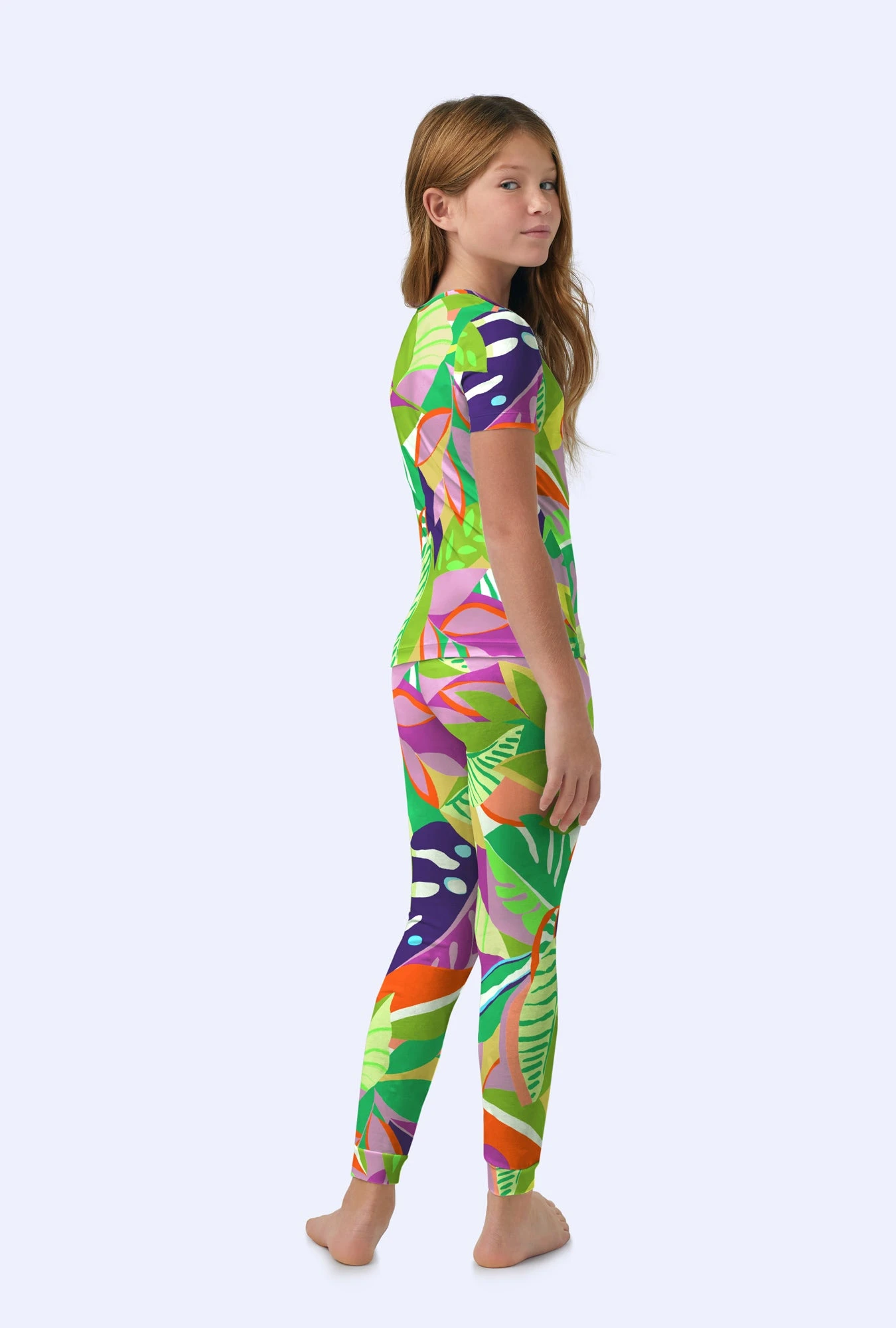 BedHead X Trina Turk Jungle Leaves Short Sleeve Stretch Jersey Kids PJ Set 2 BedHead X Trina Turk Jungle Leaves Short Sleeve Stretch Jersey Kids PJ Set - Image 2