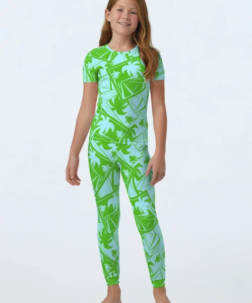 BedHead X Trina Turk Blue Tennis Court Short Sleeve Stretch Jersey Kids PJ Set