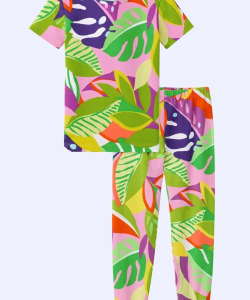 BedHead X Trina Turk Jungle Leaves Short Sleeve Stretch Jersey Kids PJ Set 5 BedHead X Trina Turk Jungle Leaves Short Sleeve Stretch Jersey Kids PJ Set -Bedheadpjs Pajama Shop 04 BHK260110 1267B JUNGLE LEAVES PAIRED 3