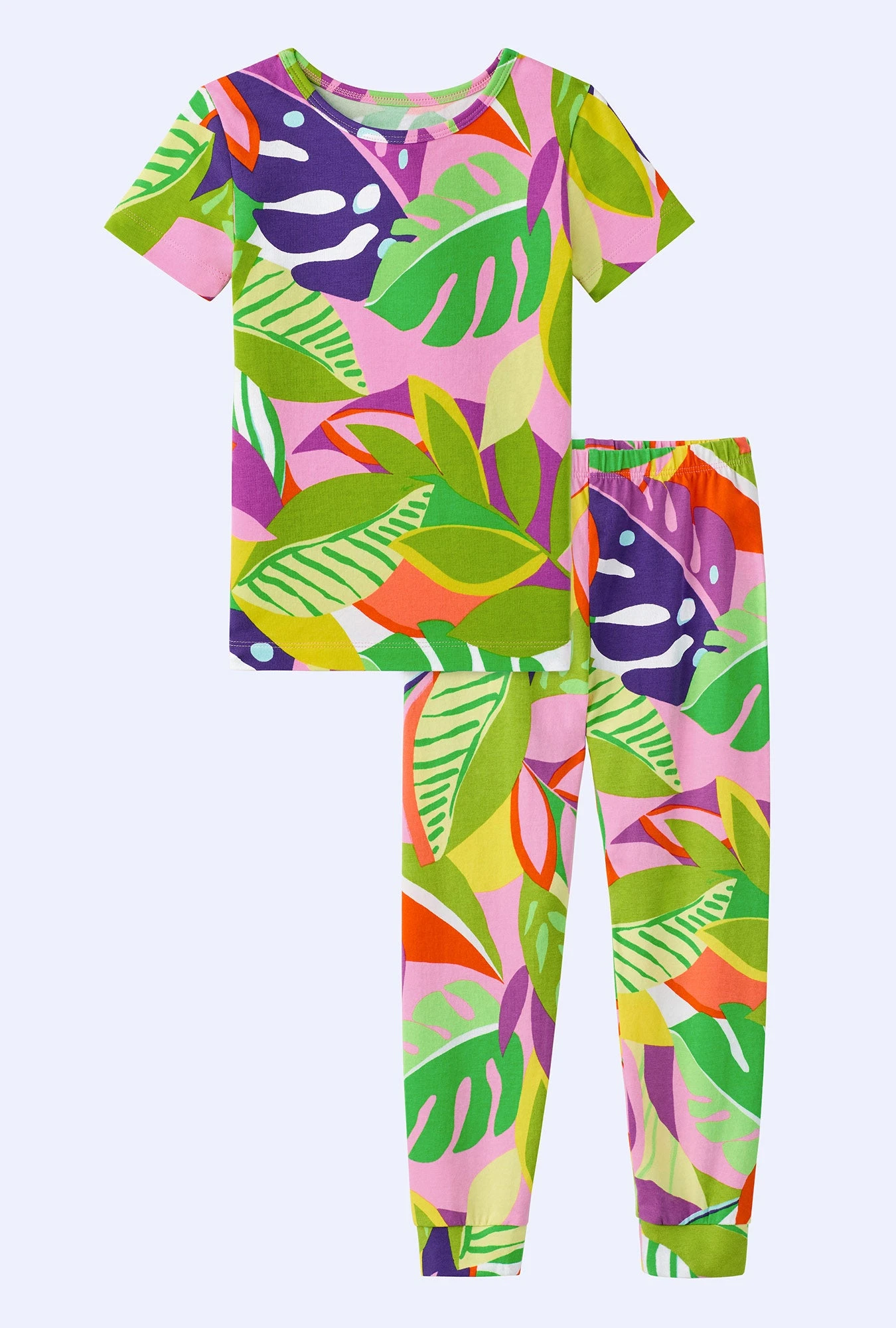 BedHead X Trina Turk Jungle Leaves Short Sleeve Stretch Jersey Kids PJ Set 3 BedHead X Trina Turk Jungle Leaves Short Sleeve Stretch Jersey Kids PJ Set - Image 3