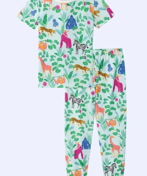 Bedhead X Bronwyn Newport Jungle Boogie Short Sleeve Stretch Jersey Kids PJ Set -Bedheadpjs Pajama Shop 04 BHK260150 1352B ADDOS BIRTHDAY BASH PAIRED