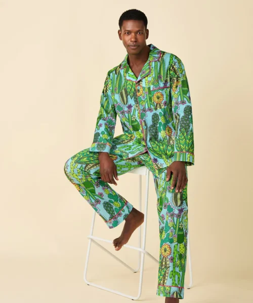 BedHead X Mr. Turk Cactus Men's Long Sleeve Classic Woven Cotton Poplin PJ Set