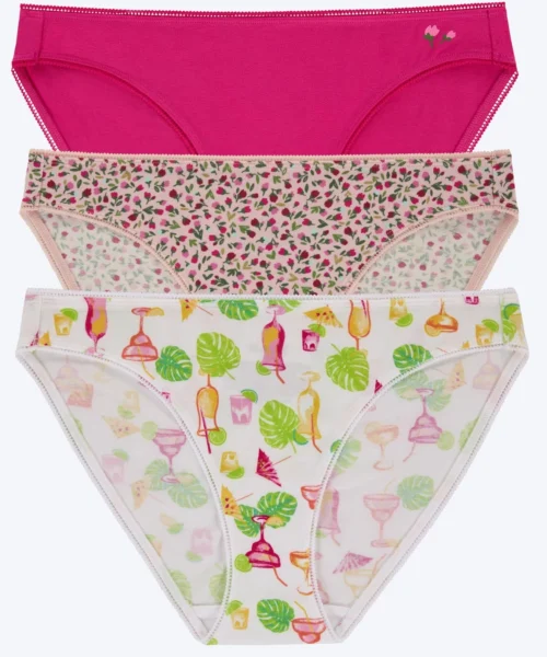 Stretch Jersey Bikini Underwear 3 Pack-Magenta, Pretty Ditsy, Summer Fun