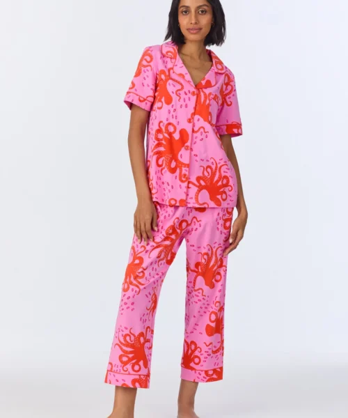 Sea Dreamers Short Sleeve Classic Stretch Jersey Cropped PJ Set