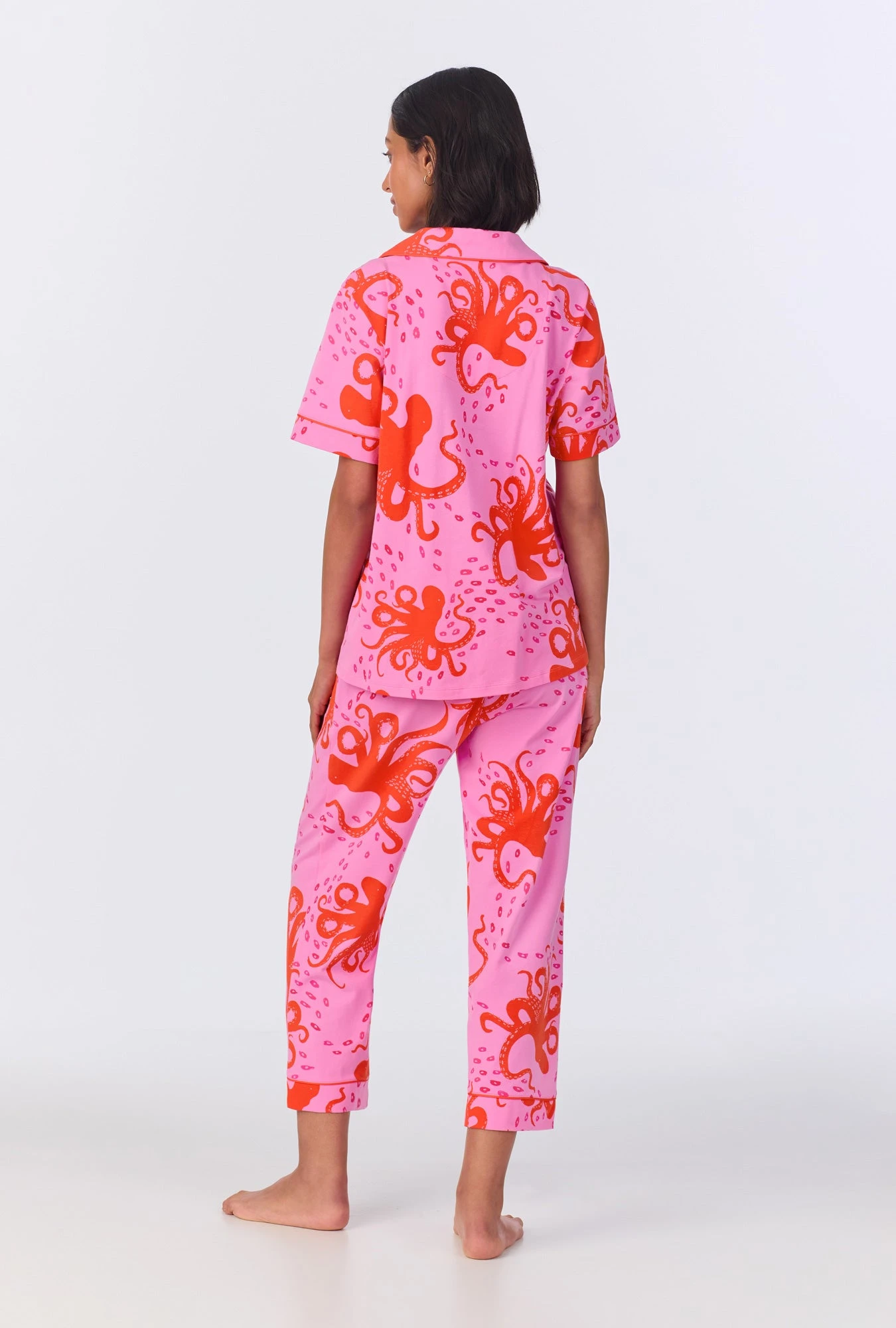 Sea Dreamers Short Sleeve Classic Stretch Jersey Cropped PJ Set 3 Sea Dreamers Short Sleeve Classic Stretch Jersey Cropped PJ Set - Image 3