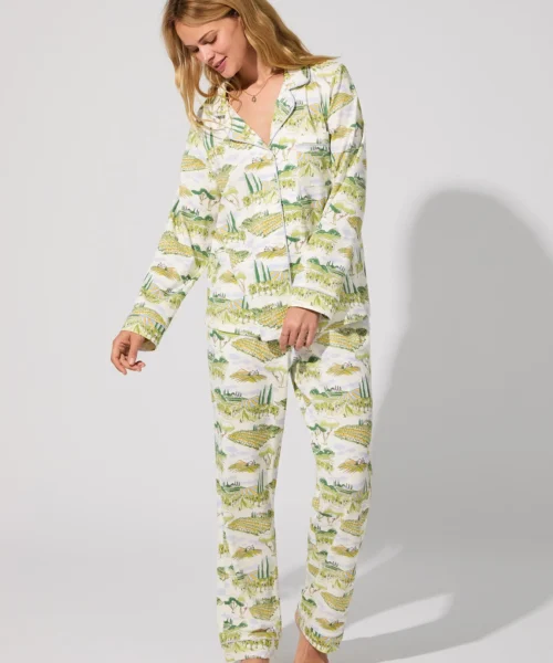 Wine Country Long Sleeve Classic Stretch Jersey PJ Set