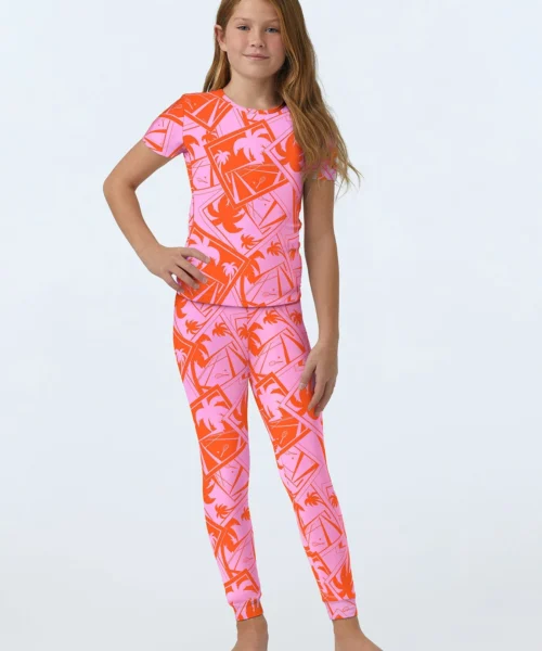 BedHead X Trina Turk Pink Tennis Court Short Sleeve Stretch Jersey Kids PJ Set