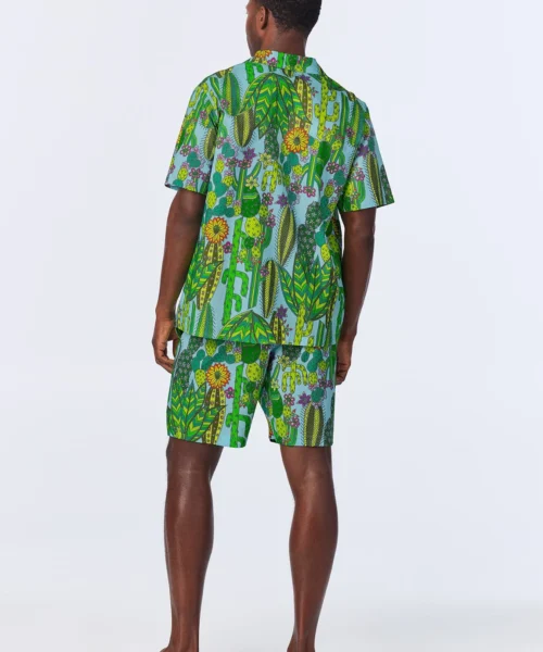 BedHead X Mr. Turk Cactus Men's Sleeve Notch Woven Cotton Poplin Boxer PJ Set -Bedheadpjs Pajama Shop 05 BHM400109 2905B CACTUS 3