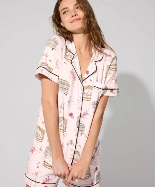 Swan Lake Short Sleeve Classic Shorty Stretch Jersey PJ Set