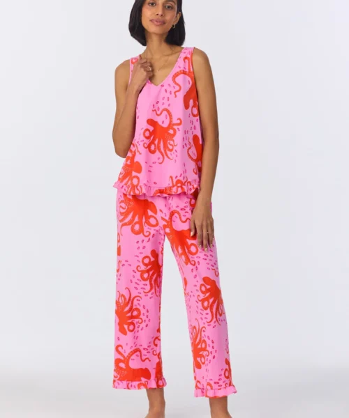 Sea Dreamers Ruffle Tank Stretch Cropped PJ Set