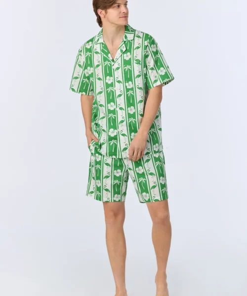 Aloha Stripe Men's Short Sleeve Notch Woven Cotton Poplin Boxer PJ Set -Bedheadpjs Pajama Shop 06 BHM240096 1245B ALOHA STRIPE 354 2