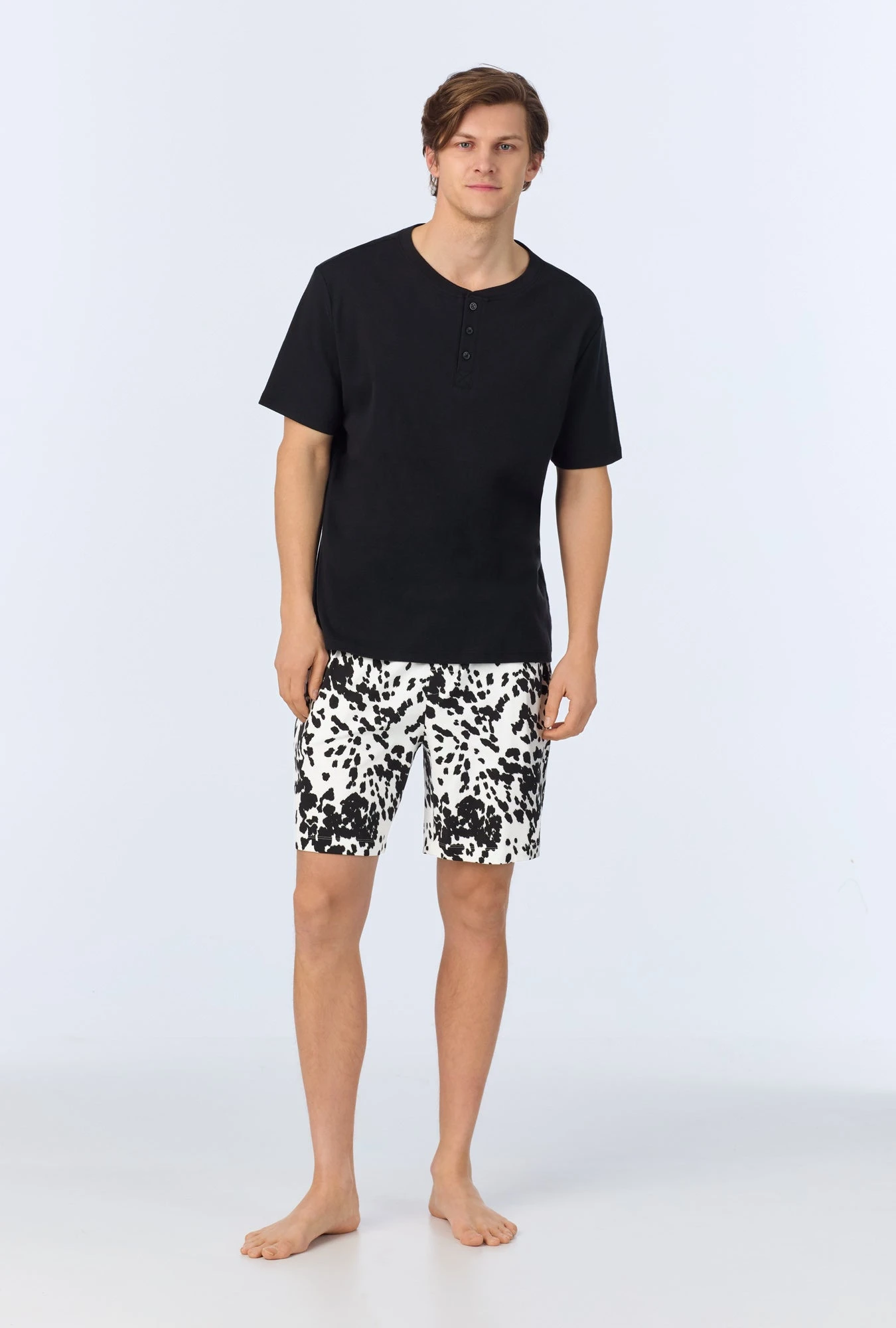 Wild Pony Men's Short Sleeve Henley Stretch Jersey Boxer PJ Set 2 Wild Pony Men's Short Sleeve Henley Stretch Jersey Boxer PJ Set - Image 2