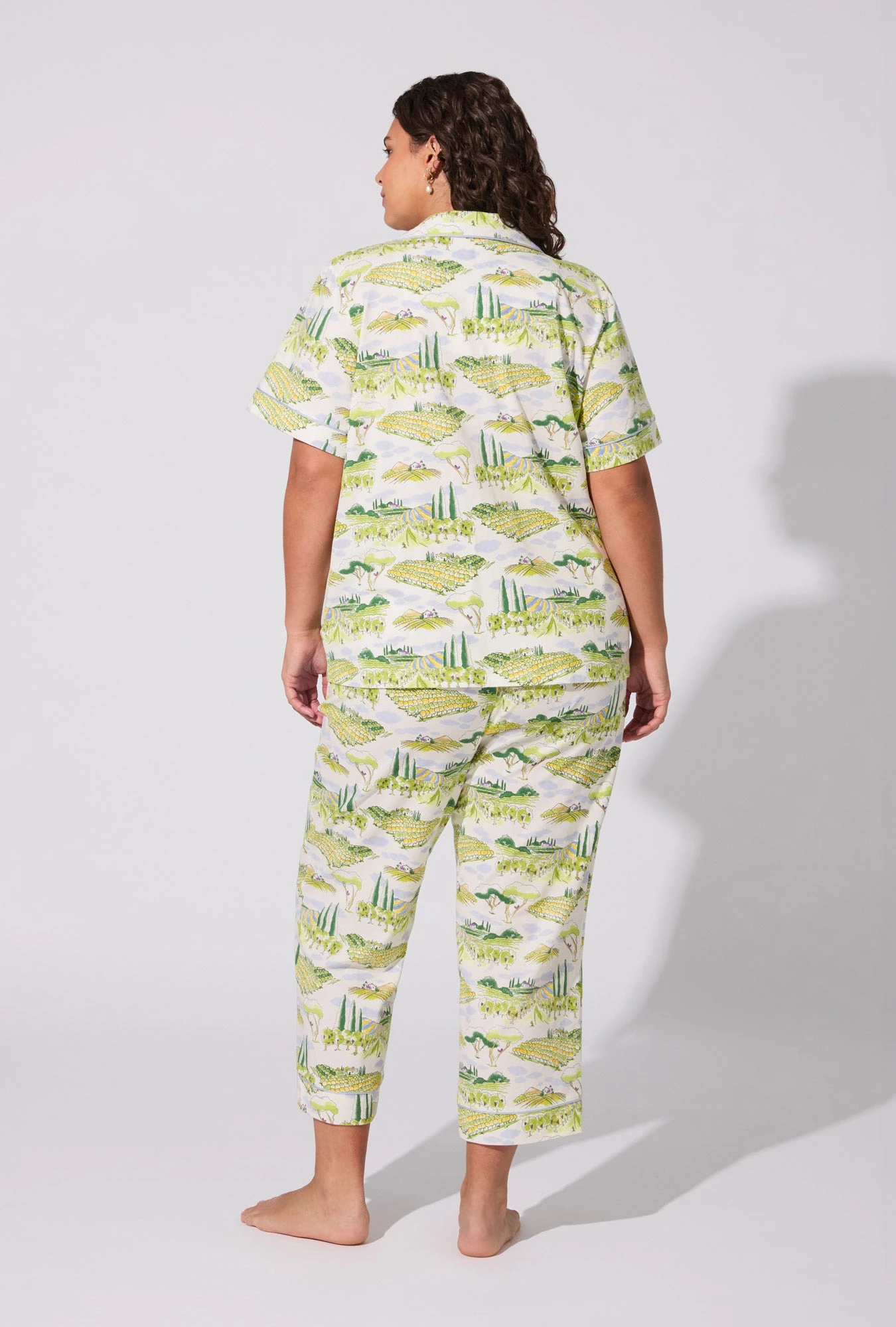 Wine Country Short Sleeve Classic Stretch Jersey Cropped PJ Set 6 Wine Country Short Sleeve Classic Stretch Jersey Cropped PJ Set - Image 6