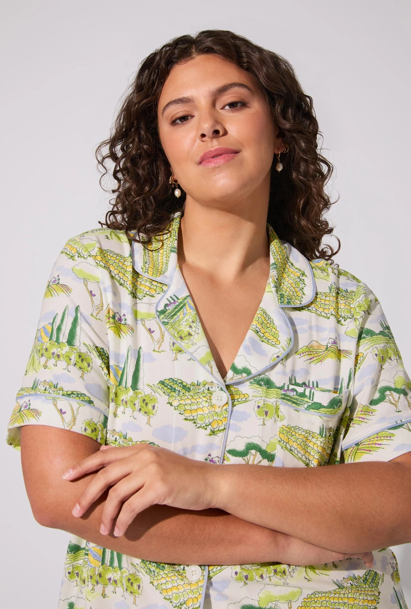 Wine Country Short Sleeve Classic Stretch Jersey Cropped PJ Set 7 Wine Country Short Sleeve Classic Stretch Jersey Cropped PJ Set - Image 7