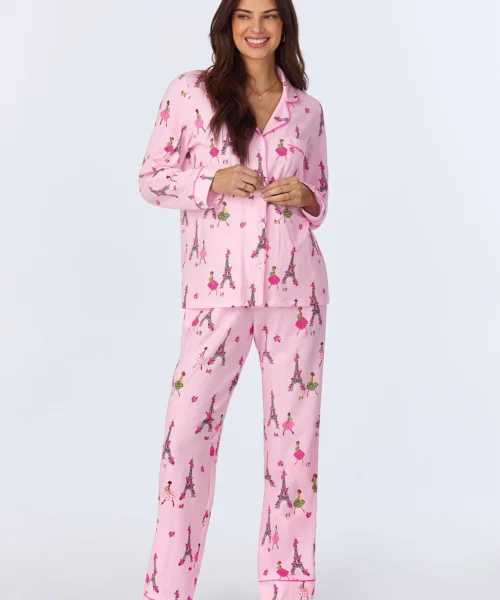 Tres Chic Long Sleeve Classic Stretch Jersey PJ Set