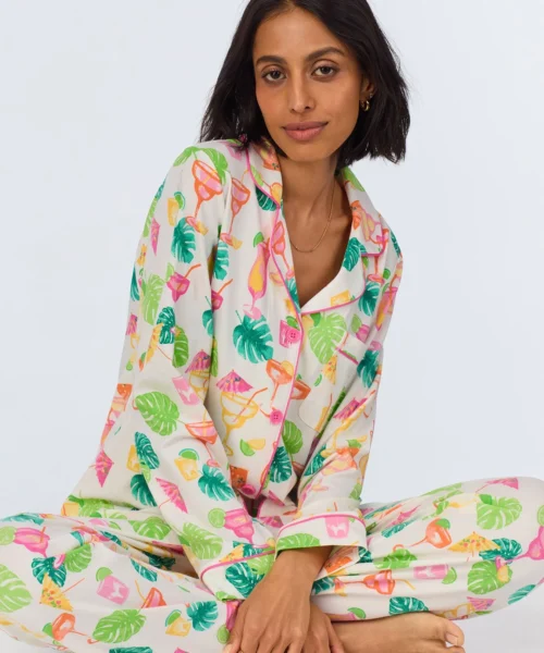 Vacation Libations Long Sleeve Classic Stretch Jersey PJ Set