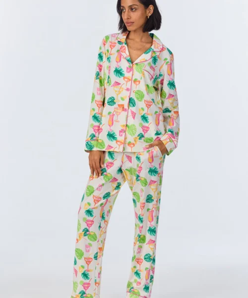 Vacation Libations Long Sleeve Classic Stretch Jersey PJ Set -Bedheadpjs Pajama Shop 08 BH290095 1242B VACATION LIBATIONS 3