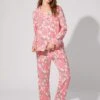 Pink Magnolias Long Sleeve Classic Stretch Jersey PJ Set