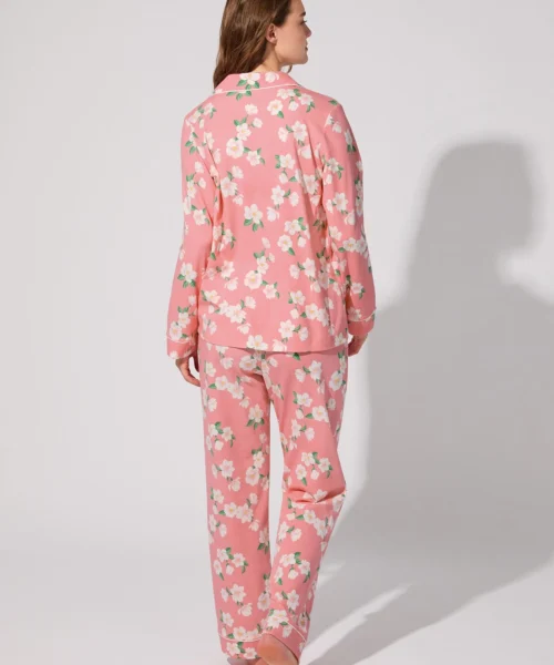 Pink Magnolias Long Sleeve Classic Stretch Jersey PJ Set 7 Pink Magnolias Long Sleeve Classic Stretch Jersey PJ Set -Bedheadpjs Pajama Shop 08 BH290115 1295B PINK MAGNOLIAS 327 3