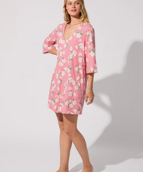 Pink Magnolias Stretch Jersey Sleep Dress -Bedheadpjs Pajama Shop 08 BH450115 1295B PINK MAGNOLIAS 3