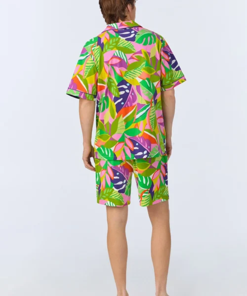 BedHead X Mr. Turk Jungle Leaves Men's Short Sleeve Notch Stretch Jersey Boxer PJ Set -Bedheadpjs Pajama Shop 08 BHM240110 1267B JUNGLE LEAVES 404 3