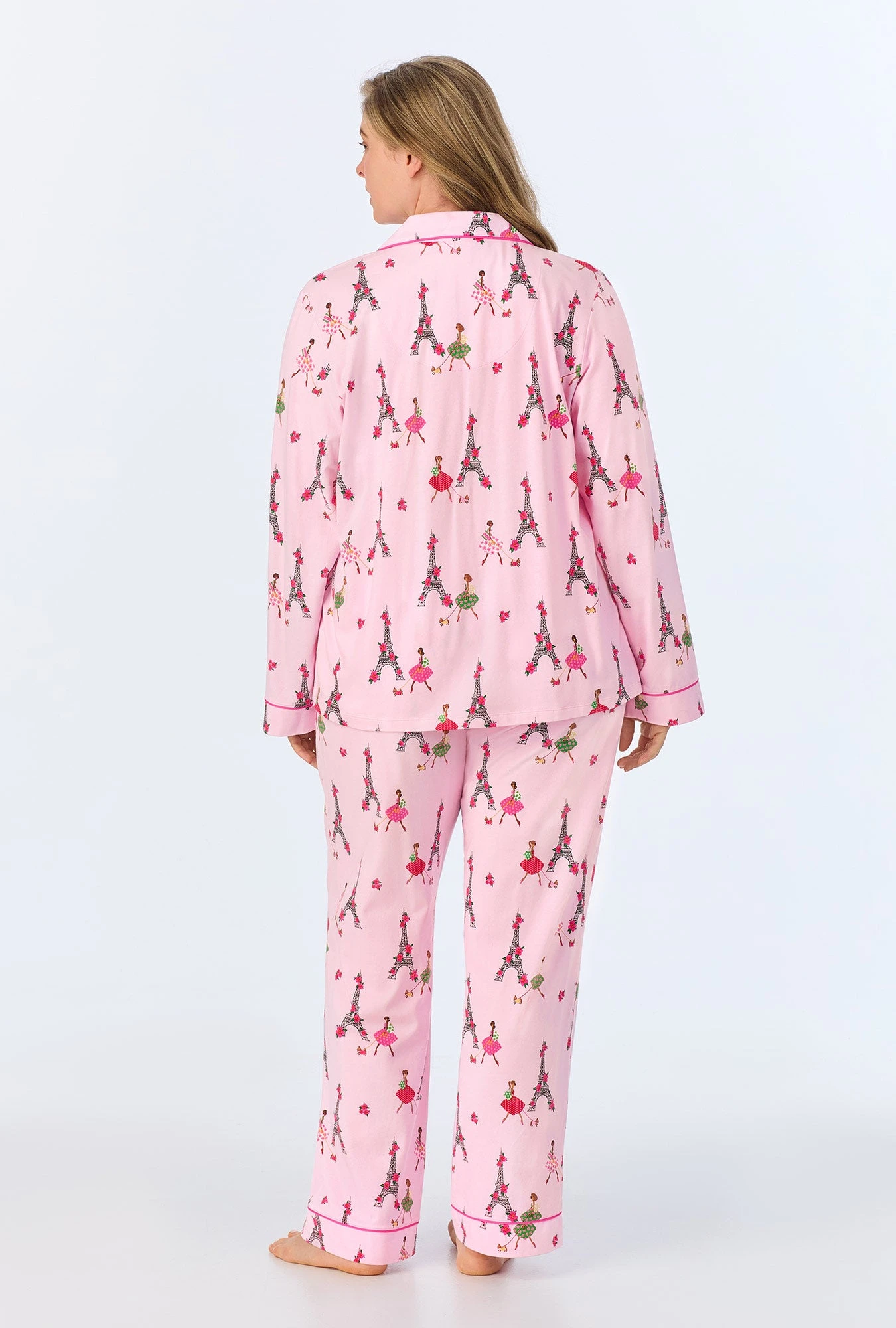 Tres Chic Long Sleeve Classic Stretch Jersey PJ Set - Image 6